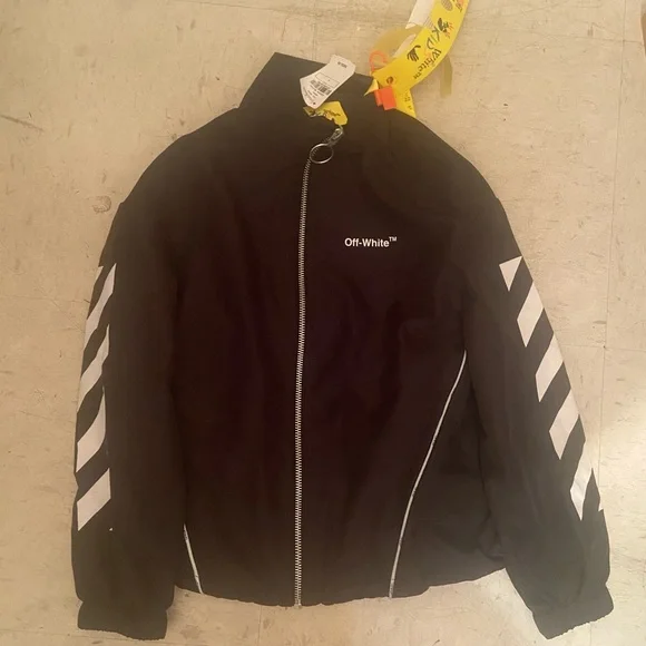 Boys off-white Helvetica logo striped track jacket size 6